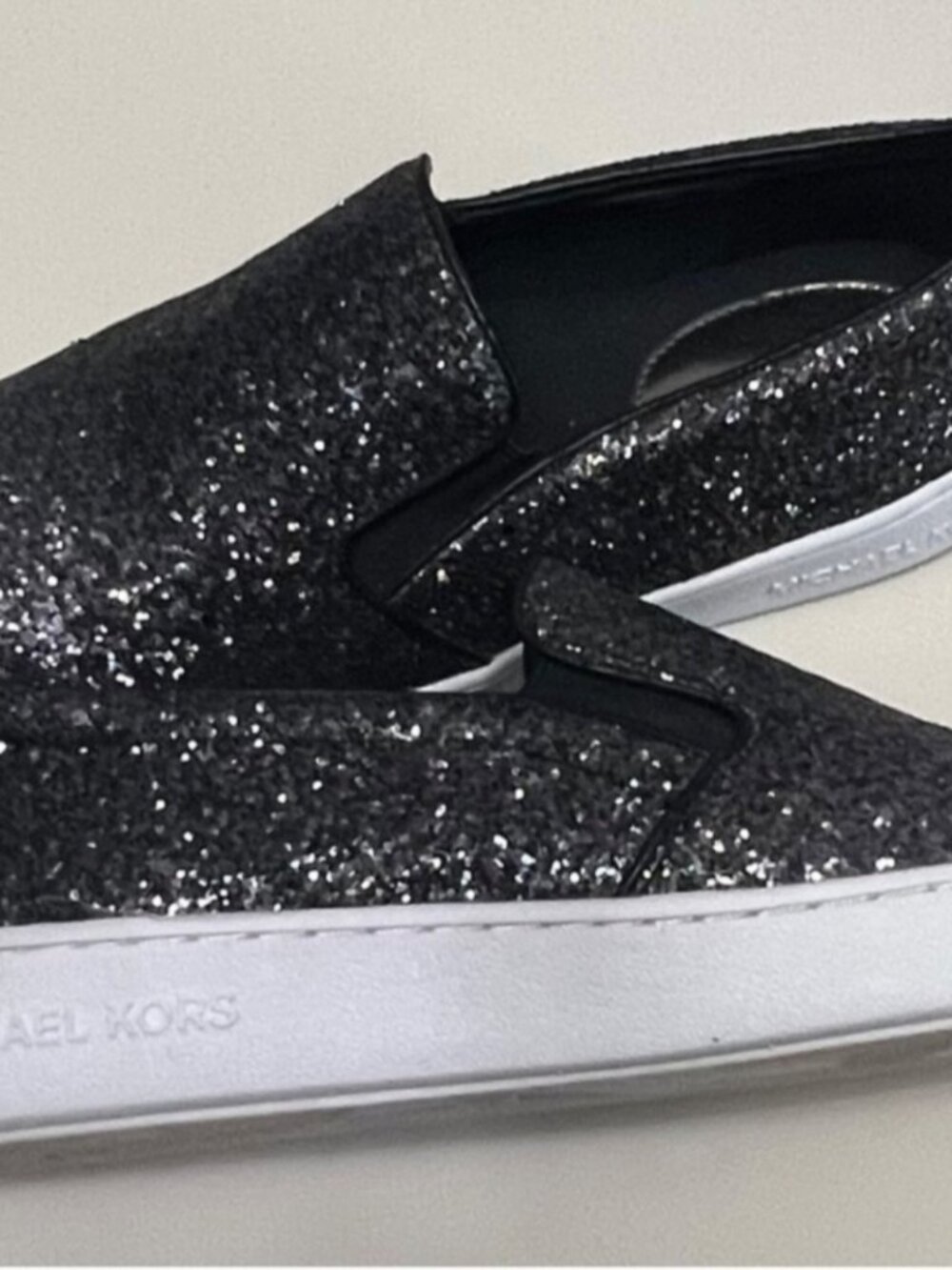 Michael Kors Keaton Glitter Gunmetal Slip-on Sneaker NEW w/ Box - Size 7.5